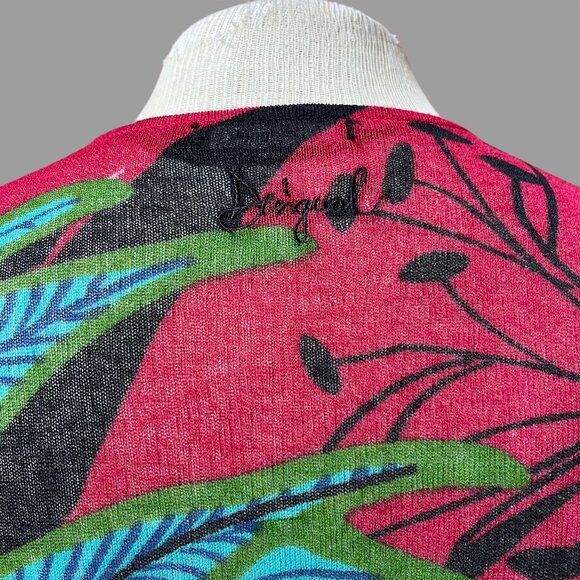 Desigual Jers Olten Sweater Open Cardigan Leaf Waterfall Artsy Maximalist - S - Picture 4 of 4
